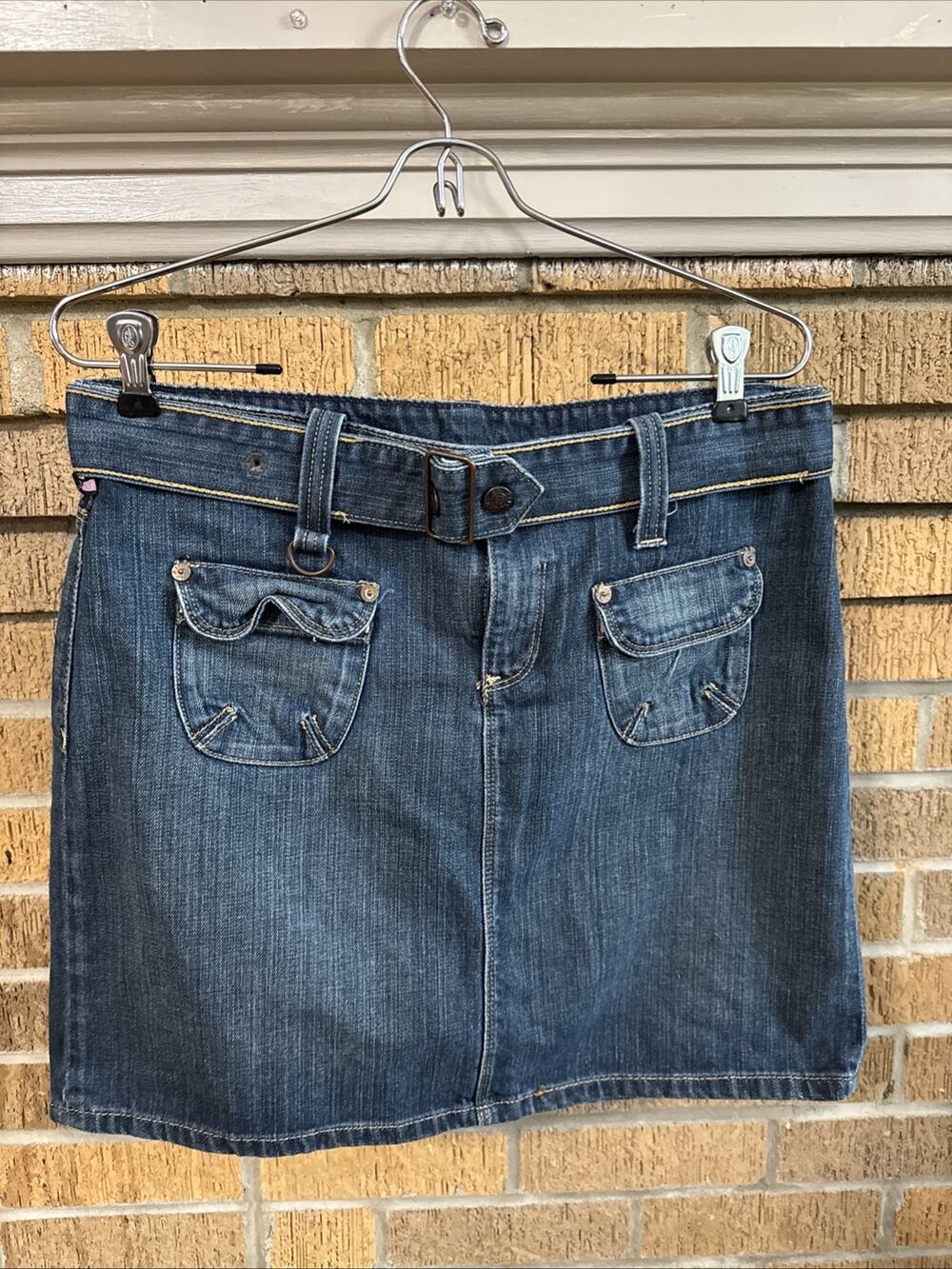Polo Ralph Lauren Denim Polly Mini Skirt 6 Blue Y2K Grunge Belted USA Tag